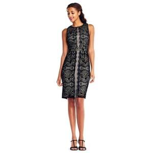 Adrianna Papell - AP1D101560 Sleeveless Velvet Lace Sheath Dress Size 4 NWT